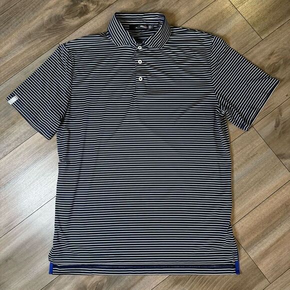 RLX Ralph Lauren Navy Athletic Casual Polo‎ Shirt Men Medium Bin F-1 - Picture 1 of 5